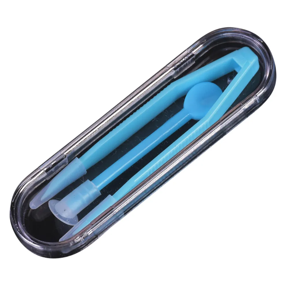 2 Sets Eye Care Transparent typeContact Lenses Plastic Tweezers Straw Lenses Box Accessories Tangible glasses case