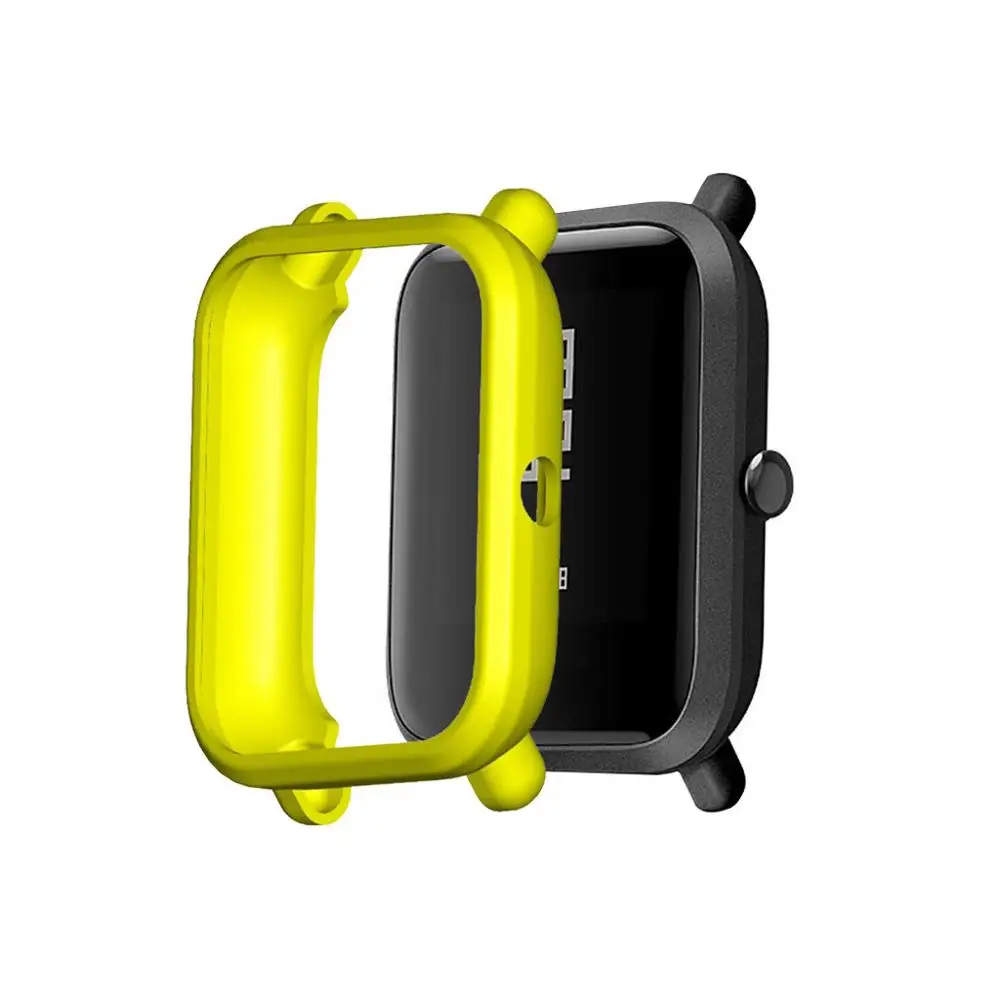 Yellow Мягкая термополиуретановая крышка-чехол защитная оболочка для Xiaomi Huami Amazfit Bip Youth/Lite часы-украшение ударопрочный точный вырез легкий - Цвет: Yellow