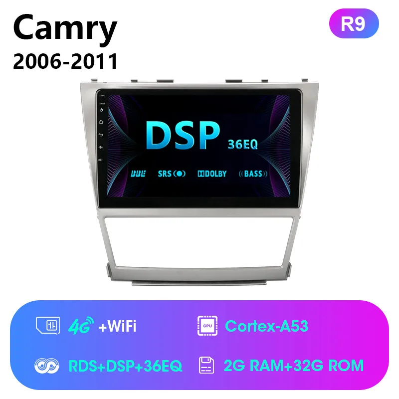 Для Toyota Camry 7 50 2006-2010 2G+ 32G автомобильный Радио Мультимедиа Видео плеер навигация gps DSP RDS 2 din головное устройство автостерео - Цвет: R9