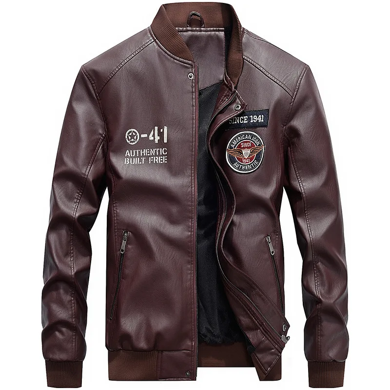 

Spring And Autumn New Style Men Baseball Collar Embroidery Japanese-style Popular Brand Washing PU Leather Coat Large Size Casua