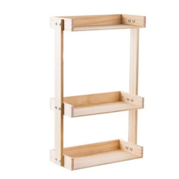 

Wood 3-Layer Spice Rack Kitchen Multi-Function Countertop Seasoning Box Storage Rack Multi-Layer Condiment Holder