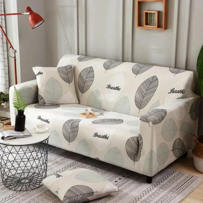 Новое поступление, Эластичный чехол для дивана с принтом в виде зеленых листьев, чехол для дивана в лесном стиле, нескользящий чехол для гостиной, кресло в форме L