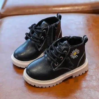 

Autumn New Kids Martin Boots Fashion Soft Bottom Shoes Boys Girls PU Leather Waterproof Boots Non-slip Kids Flats Sneakers