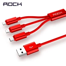 ROCK USB кабель для iPhone samsung Xiaomi 3 в 1 мульти Быстрая зарядка Micro USB кабель Microusb кабель для мобильного телефона type-C