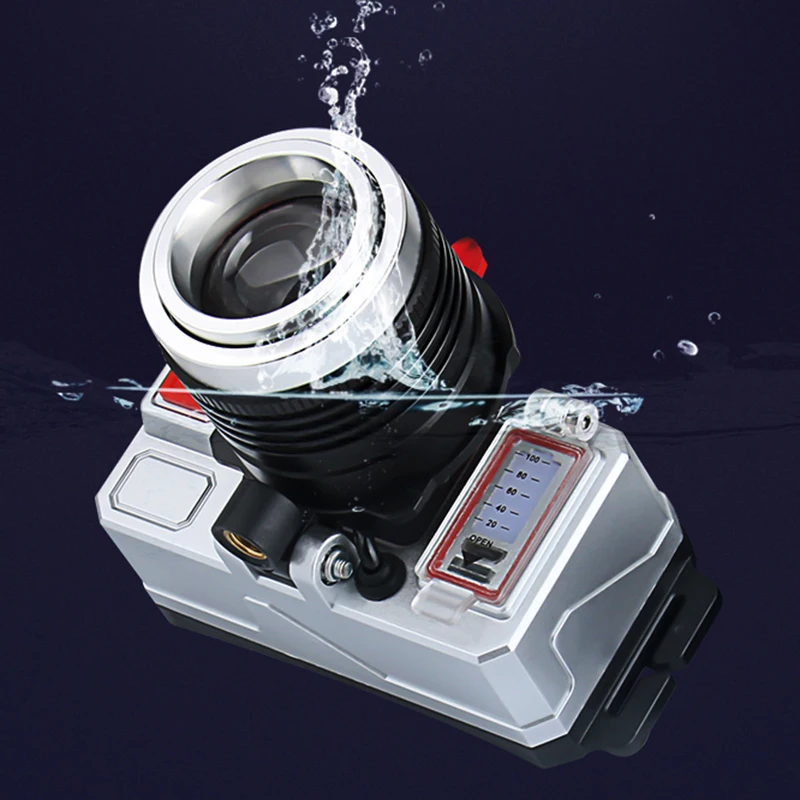 

Led lithium headlamp waterproof Glare Ultra Bright rechargeable super bright USB headset fishing night long life three light