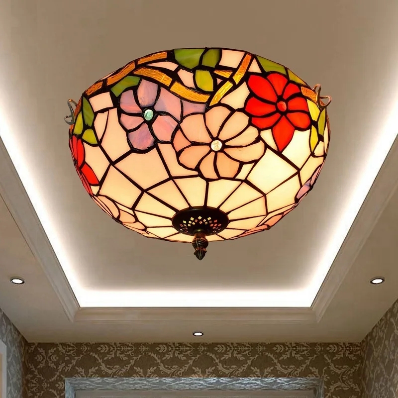 

Antique Tiffany's stained glass corridor balcony hall bedroom balcony garden ceiling light 30cm