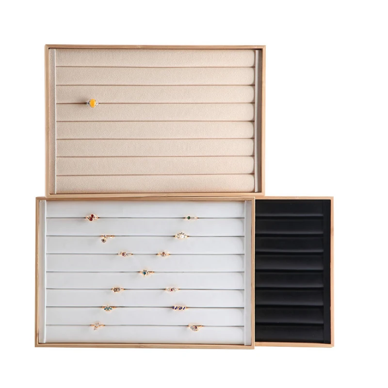 

New Arrival Bamboo wood Jewelry Display Jewellery Tray Ring Holder Necklaces Organizer Bracelets Showcase Pendants Box