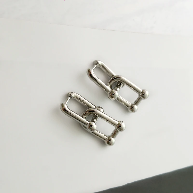 silver GHIDBK золотые серебряные массивные формы U Серьги-кольца минималистский двойной U сплошная серьга персонализированные серьги Модные ювелирные изделия - Окраска металла: silver