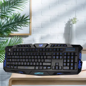 

Backlight Gaming Keyboard USB Wired 114 Keys Letters Glowing Keyboard for Game and Work English Normal