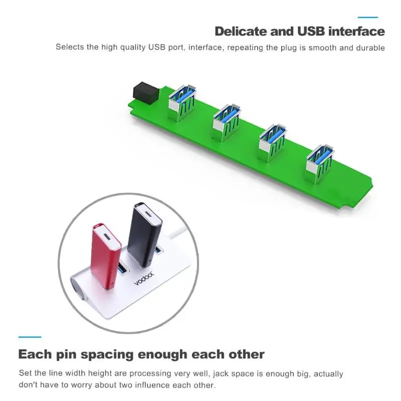 VODOOL CZH-H056 4 порта USB 3,0 Портативный алюминиевый концентратор