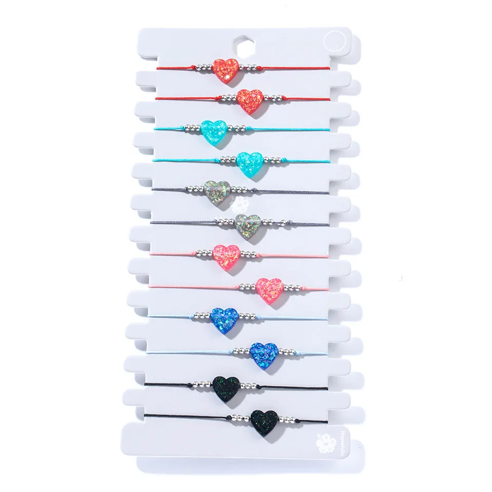 Heart Set Boho браслет на лодыжку, богемное, цветное сердце, бусины, Крест Иисуса, черепаха, Бабочка, бесконечность, треугольник, ножной браслет, женский браслет на ногу - Окраска металла: Heart Set