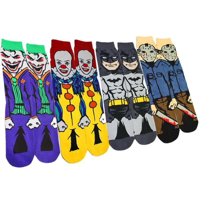 

Marvel Batman ClownSock Casual Hip Hop Creative Soft Comfortable Funny Novelty Black Yellow Men Cotton Calcetines Hombre