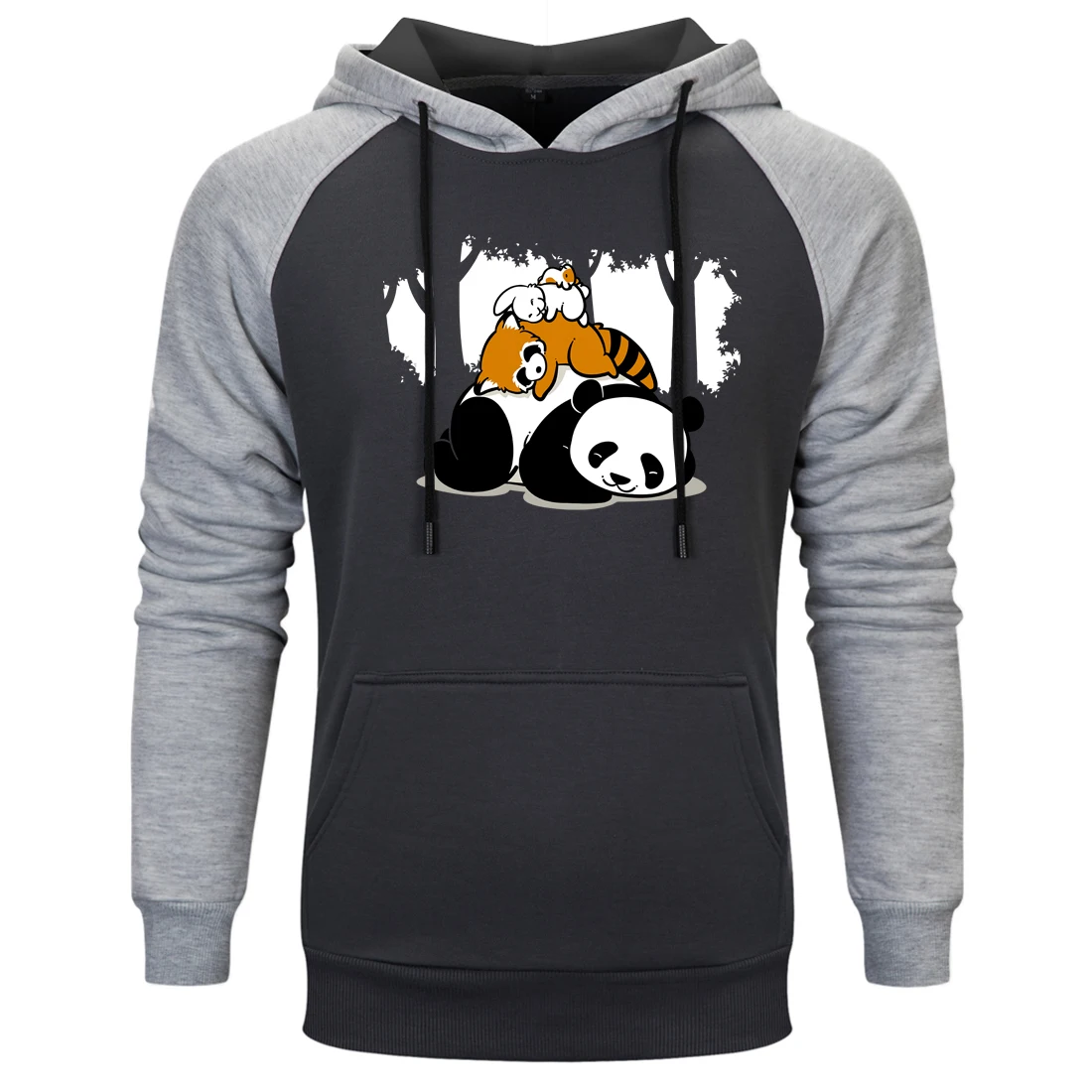 

Animal Print Raglan Hooded Mens Fashion Casual Sweatshirts Standard Pullovers Clothing Loose Fit Comfortable Tracksuits Homme