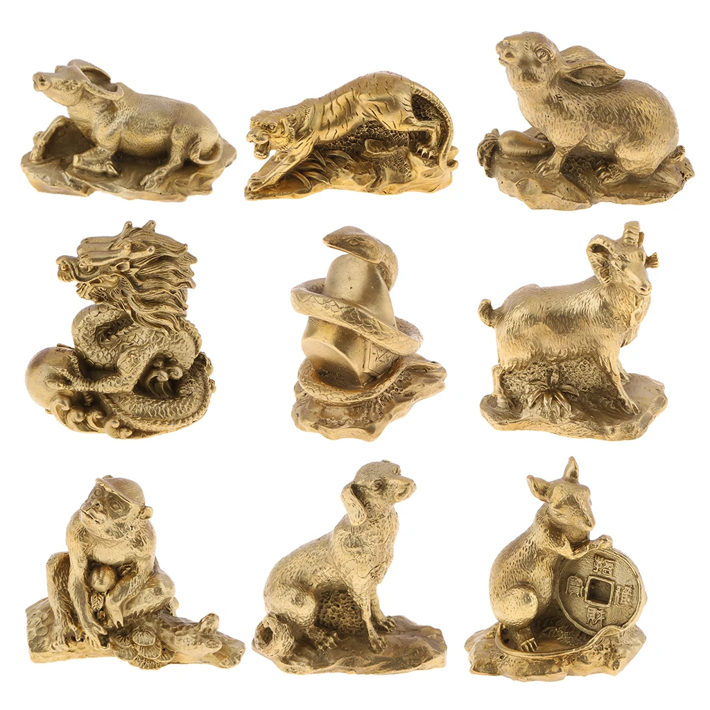 Oriental Chinese FENGSHUI Decoration Brass Zodiac Animal Figurine Sculpture Table Desk Shelf Decor.Business Gift - Rat