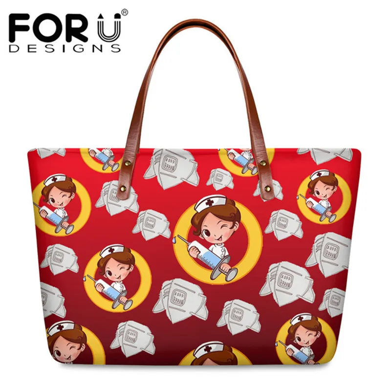 FORUDESIGNS Gradient Medical Nurse Mask Print Ladies Fashion Large Storage Casual Handbag Female Zipper Shoulder Bolsa Feminina | Багаж и
