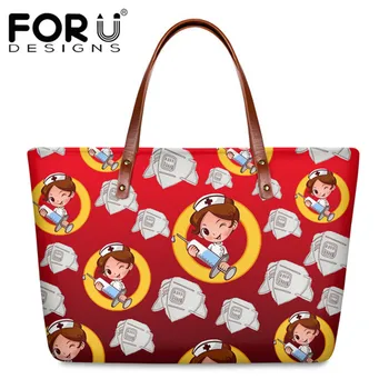 

FORUDESIGNS Gradient Medical Nurse Mask Print Ladies Fashion Large Storage Casual Handbag Female Zipper Shoulder Bolsa Feminina