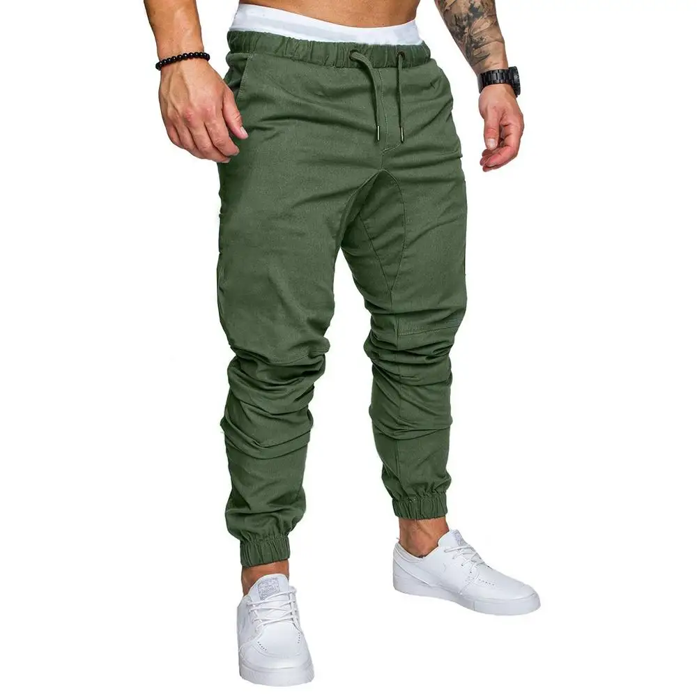 Green 1809A-3434-P35 Мужские штаны для бега Sweats спортивные фитнес спортивные брюки прилегающего кроя однотонные повседневные узкие брюки, штаны - Цвет: Green 1809A-3434-P35