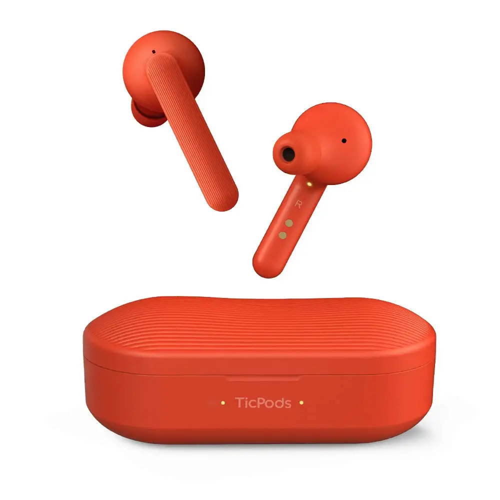 Lava Red Бесплатные белые беспроводные наушники TicPods, наушники-вкладыши с Bluetooth, 18hr аккумулятор, быстрая зарядка, IPX5, водонепроницаемый, эргономичный дизайн - Цвет: Lava Red