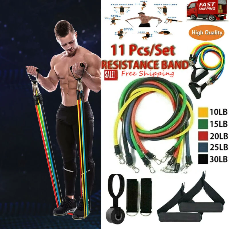 

Fitness Workout Resistance Bands Latex 11pcs/set Exercise Pilates Tubes Pull Rope Expanders Training Workout Yoga Rubber Loop