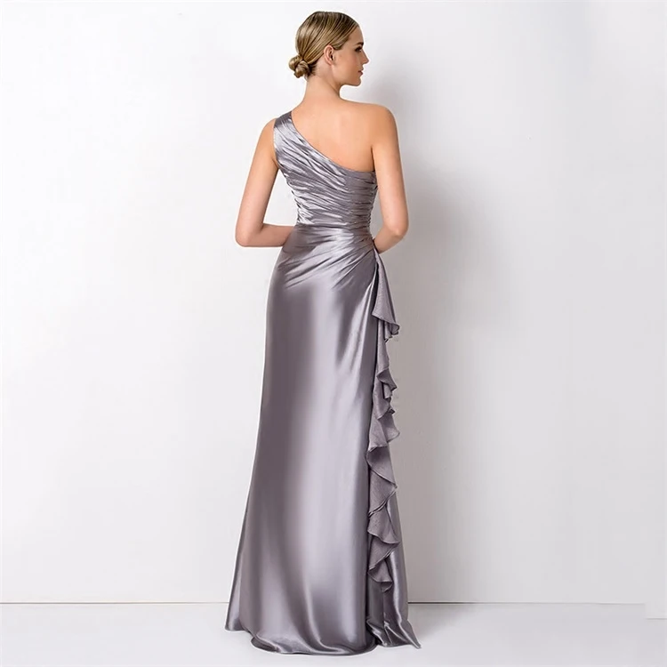 Vestido dama de honor boda новые атласные гофрированные Серебристые сексуальные платья русалки sukienki weselne длинные платья подружек невесты