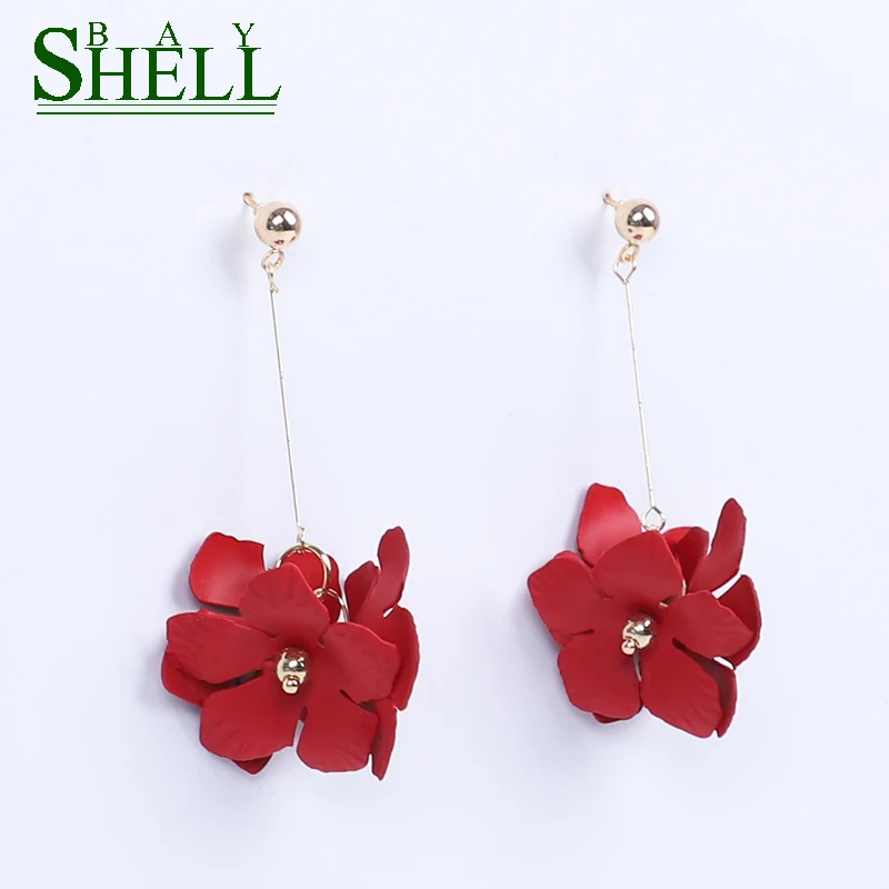 

Shell Bay 2020 Metal Flowers Earrings for Women Long Drop Earrings Boho Fashion Geometric Simple Punk cc Cute Earring Girls Boho