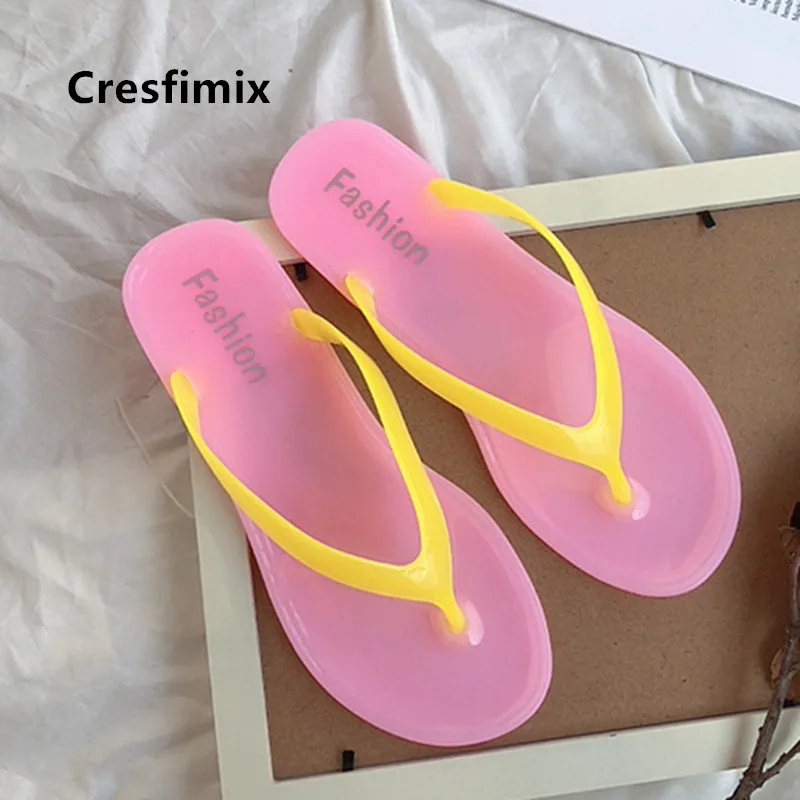 Cresfimix для подростков; милый светильник; мягкие прозрачные пляжные вьетнамки; женские повседневные уличные удобные Вьетнамки; chanclas de mujer