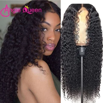 

ANGIE QUEEN Indian Remy Hair Kinky Curly Closure Wig 4x4 Lace closure Human Hair Wigs Kinky Curly Wigs For Women Wig