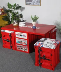 Table basse en métal de style industriel avec 4 tabourets rangement de salon table d'appoint multifonctionnelle combinaison de tabouret mobilier de maison 