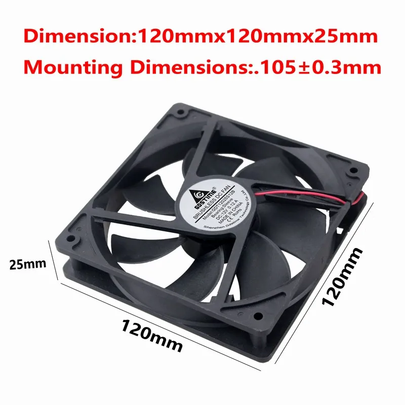 5 шт. бесщеточный вентилятор 12 в 120x120x25 мм 120 мм|brushless dc fan|dc fanlow noise |