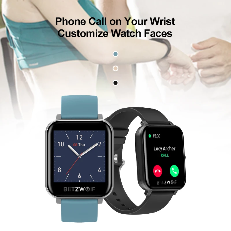 US $31.76 bluetooth Call BlitzWolf BWGTC Smart Watch Heart Rate Monitor Watch Faces Weather Display Music Control Smartwatch For Men