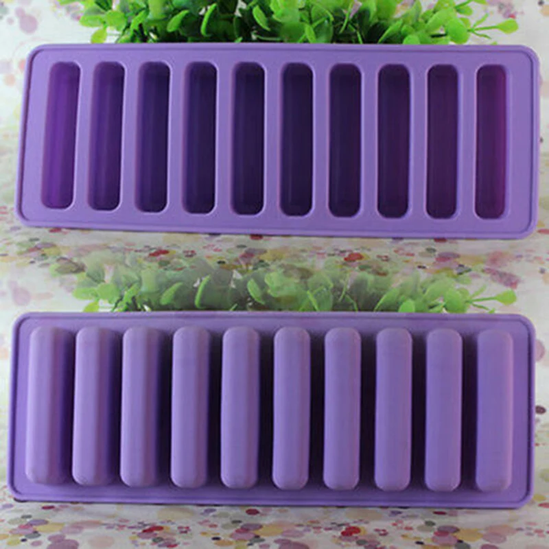 Silicone Strip Molds Silicone Tray Molds Strip 10 Cell Water Ice Cubes Or Cake Moulds Making Finger Stick Kitchen Tools