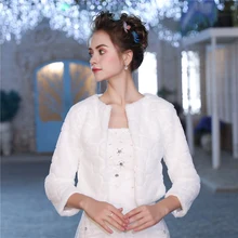 Рукав три четверти, искусственный мех, вечернее болеро, для свадьбы, женская накидка, белый мех, жакет-болеро, мода для невесты, подружек невесты, накидка