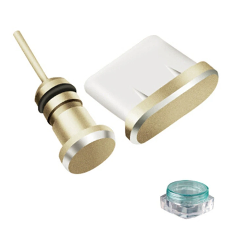 Металлический порт зарядки Micro USB+ порт наушников Пылезащитная заглушка Android мобильный телефон 3,5 мм заглушка для порта гарнитуры извлечение карты Pin - Цвет: GD