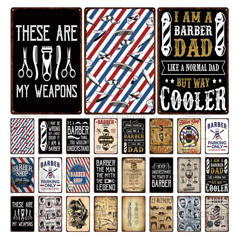 

Barber Shop Metal Decorative Painting Haircut Retro Tin Sign Metal Plate Decorative Painting Metal Posters for Wall Decor