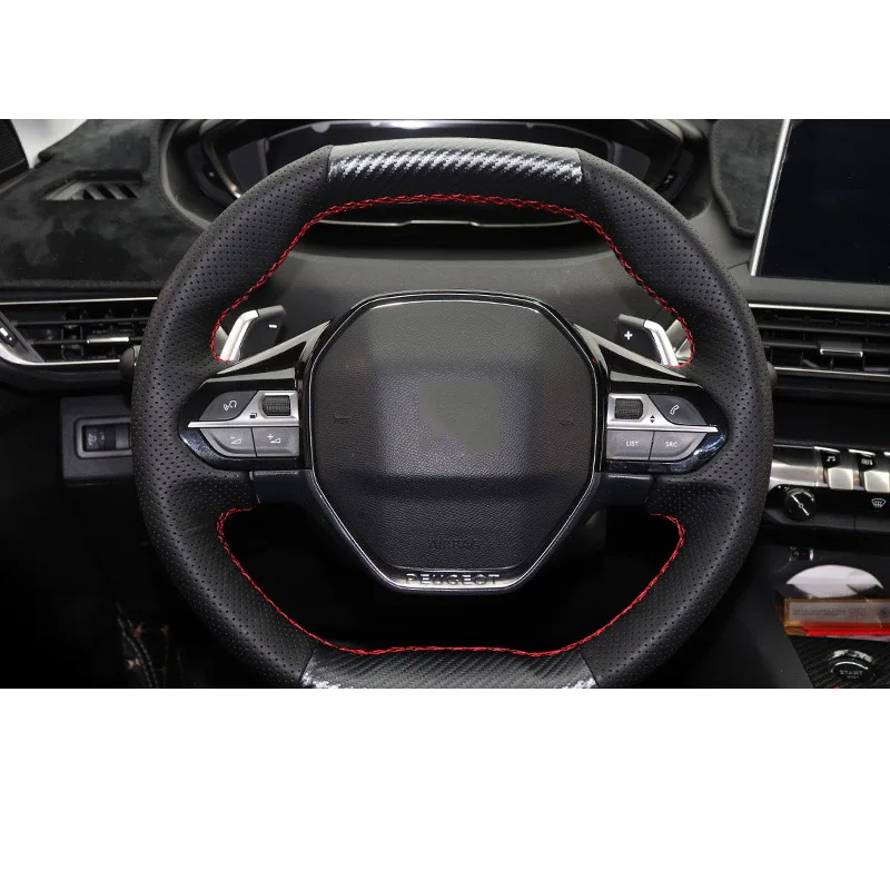 Lsrtw2017 из натуральной кожи чехол рулевого колеса автомобиля для peugeot 3008 5008 интерьерные аксессуары