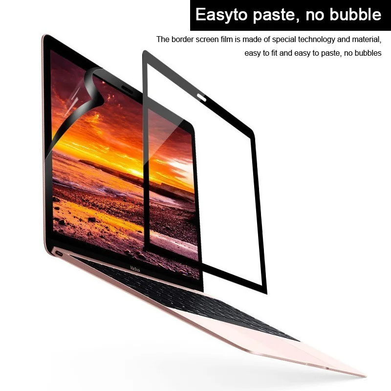 Легкая паста без пузырьков экраны Защитная пленка с черной рамкой для MacBook 12 дюймов