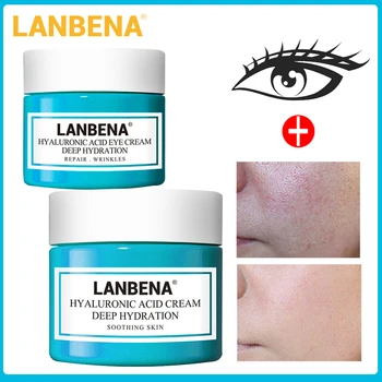 

LANBENA Whitening Hyaluronic Acid Face Cream Anti Wrinkles Eye Cream Dark Circles Moisturizing Anti Aging Fade Dark Spots 2PCS