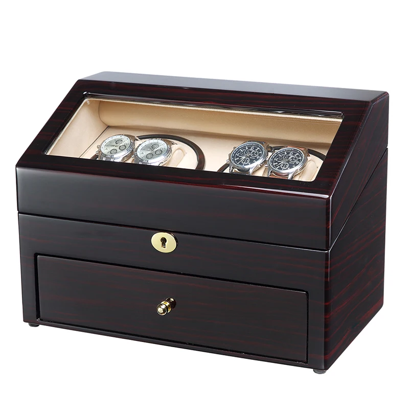 Часы Winder Box чехол для хранения шейкер дисплей автоматический деревянный два мотора 9 слотов Winder вращающийся держатель Органайзер пианино отделка