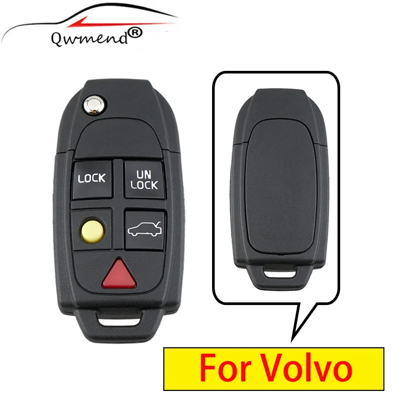 QWMEND for Volvo Key 5 Buttons Smart Car Key Shell For Volvo XC70 XC90 V50 V70 S60 S80 C30 Remote Flip Key Fob Case 1pc remote key for car kr55wk49266 car remote key for volvo xc60 xc90 s90 s60 2009 2014 y smart car key 902mhz 6 buttons