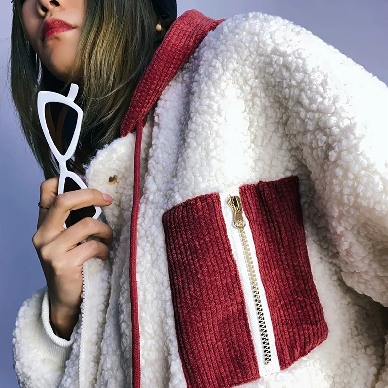 New Winter Women Lamb Wool Jacket Coat Personality