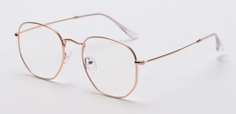rose gold with clear Kachawoo, женские очки по рецепту, анти-синий светильник, розовая золотая металлическая оправа, тонкие квадратные очки для близорукости, мужские многоугольные очки uv400 - Цвет оправы: rose gold with clear