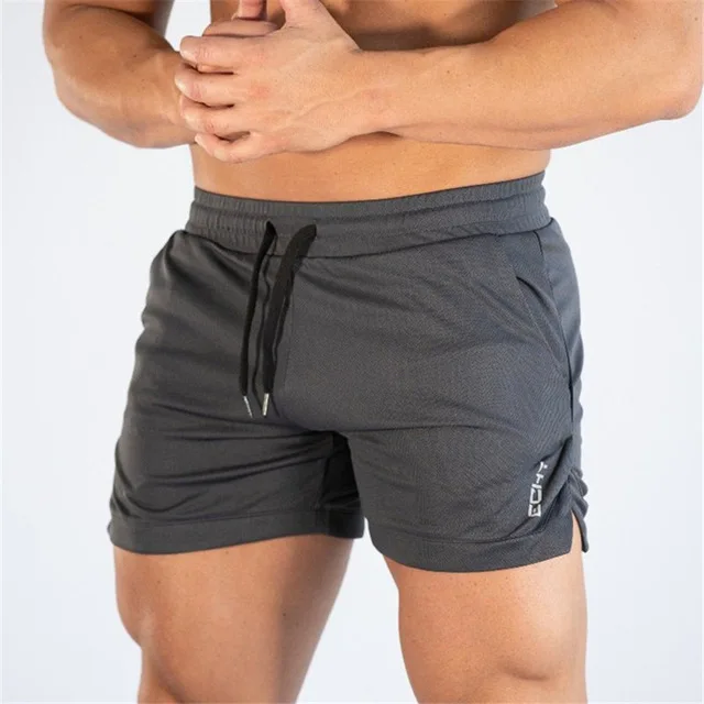 Мужские шорты для фитнеса бодибилдинга, мужские летние дышащие быстросохнущие спортивные штаны с сеткой для бега, пляжные шорты - Цвет: dark grey