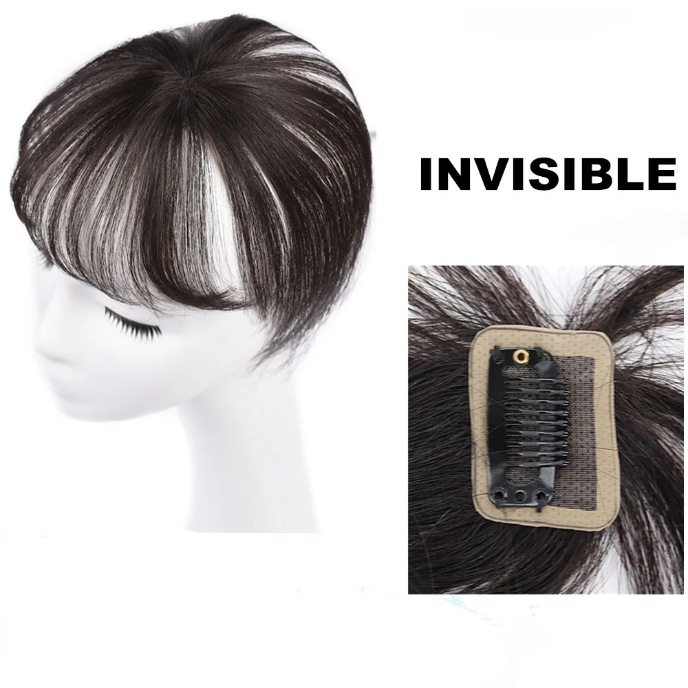 360 Invisible Human Hair Bangs Seamless Transparent Lace Bangs Clip In Air Bang Brazilian Human Fringe Hair Non-remy Light Brown