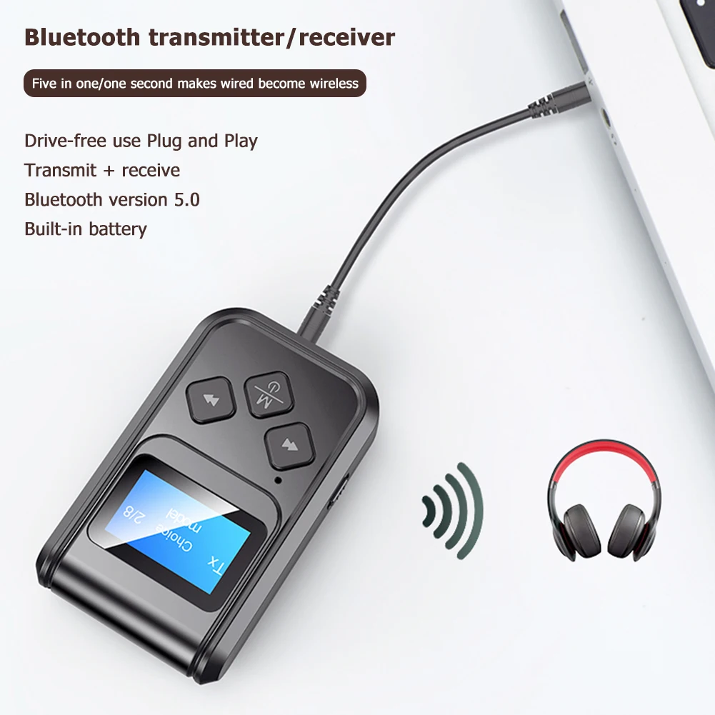 Bluetooth 5 0 беспроводной адаптер с ЖК-дисплеем 3 мм аудио 2 в 1 приемник передатчик для
