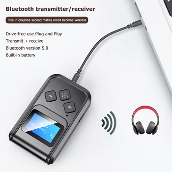

Bluetooth 5.0 Wireless Adapter with LCD Display 3.5mm Audio 2 in 1 Receiver Transmitter for TV PC Headphone