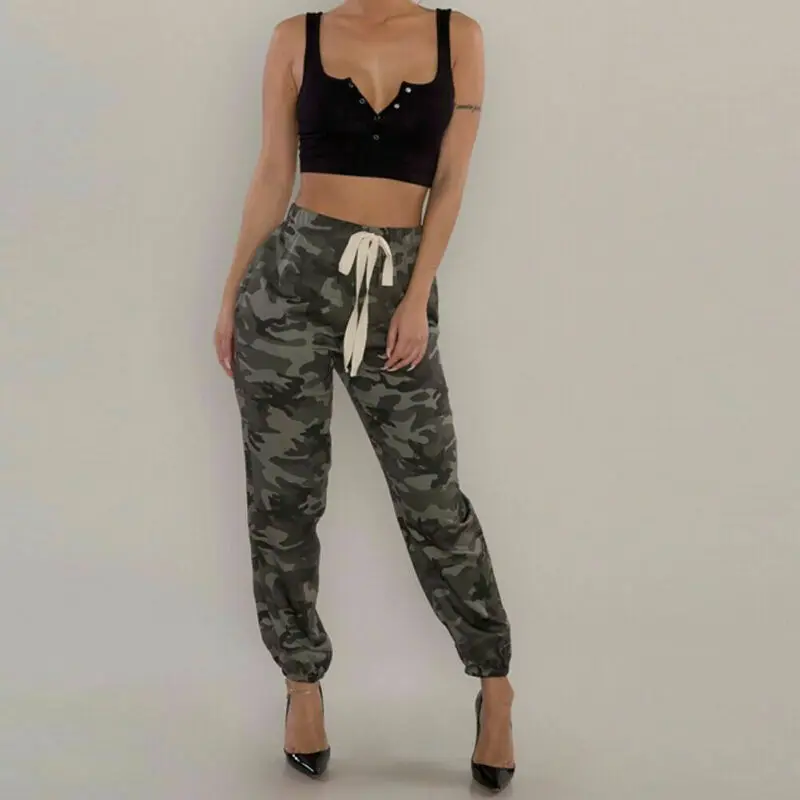 Frieed Womens Elastic Waist Sport Jogger Camouflage Print Casual Pants
