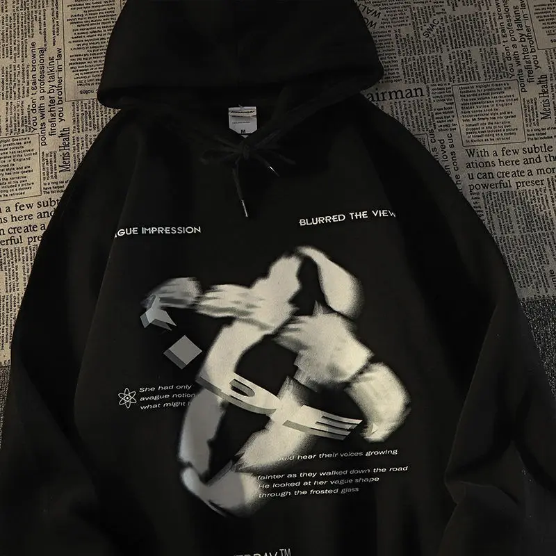 Модный свитер с капюшоном для мужчин и женщин, модный Свободный пуловер в стиле хип-хоп, плотное пальто для пар с плюшевой подкладкой