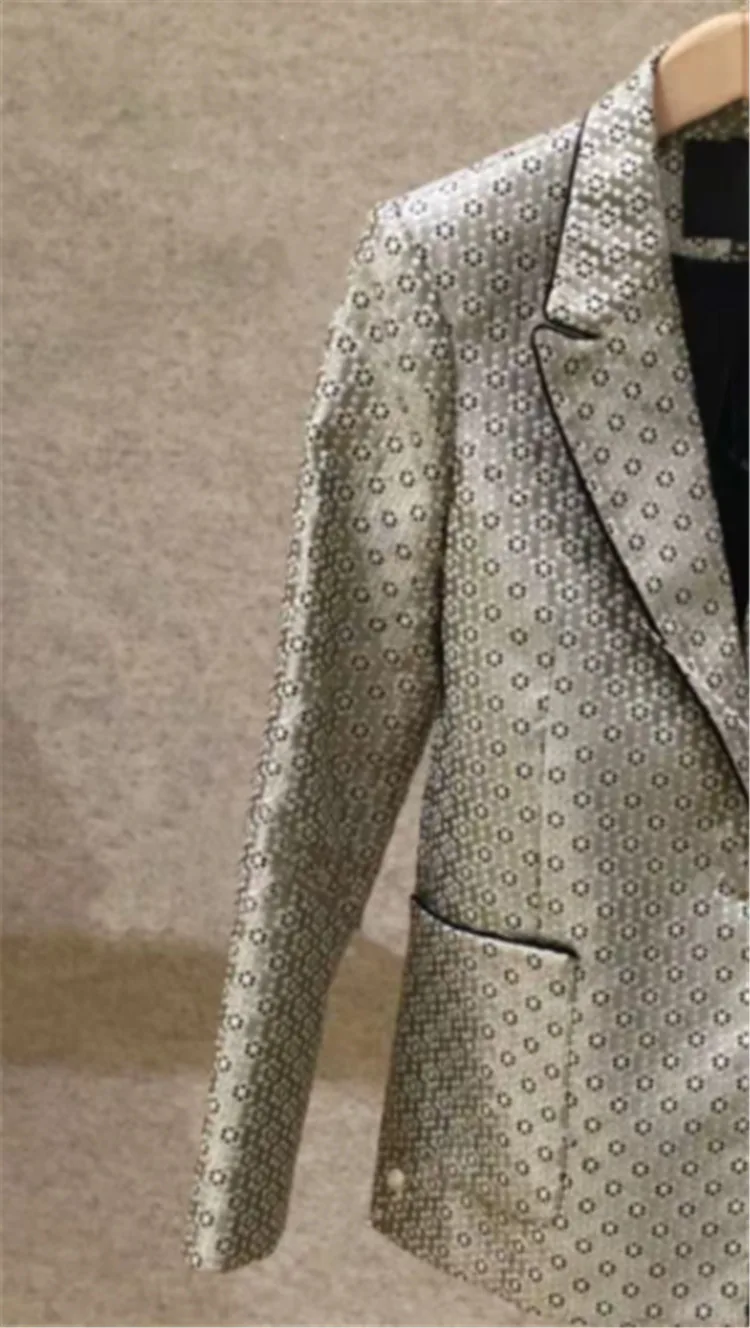 Женское пальто осень и зима ретро темперамент печати лацкане длинный костюм