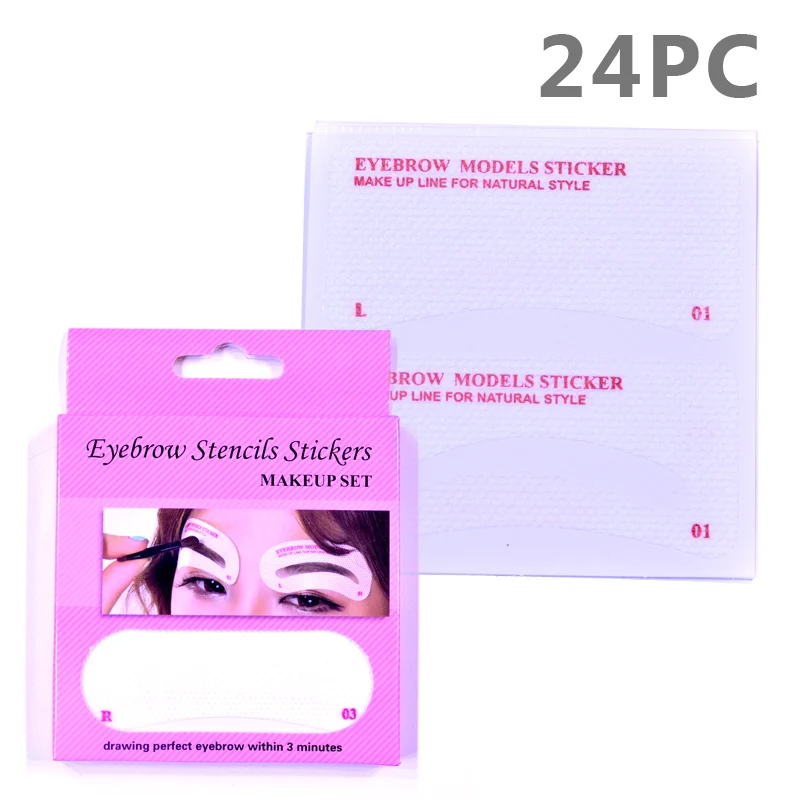 24 PCS-3 WUF белый глаз наращивание ресниц ткани колодки наклейки/брови линейка/нетканых материалов бровей Трафарет набор макияж красота инструмент - Цвет: 24 PCS-3