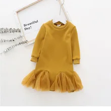 Платье для маленьких девочек 1, 2, 3, 4, 5, 6 лет осенне-зимние платья принцессы с длинными рукавами из плотной сетчатой ткани модное платье «рыбий хвост» для девочек